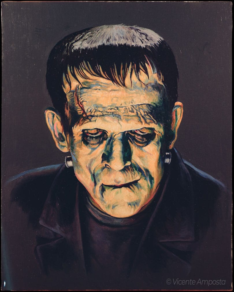 Béla Lugosi-Drácula (...as "Count Dracula") - Pintura Óleo V.Amposta Boris Karloff-Frankenstein (...as "Frankenstein")
