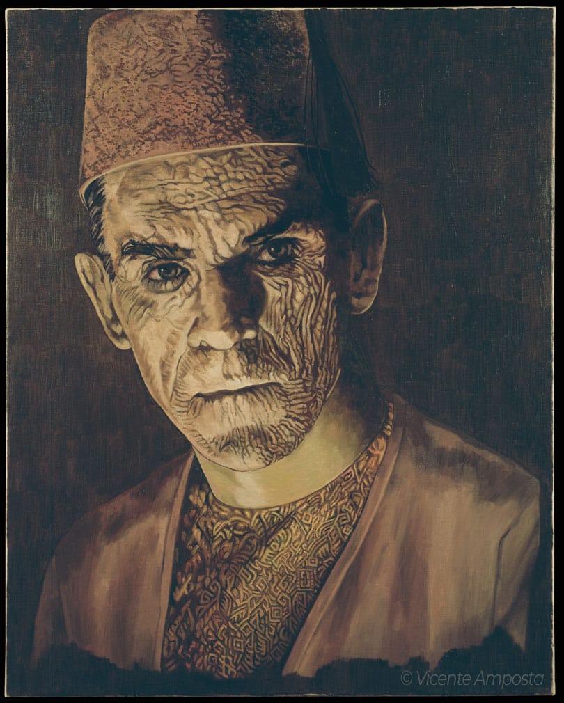 Béla Lugosi-Drácula (...as "Count Dracula") - Pintura Óleo V.Amposta Boris Karloff-The Mummy (...as "Imhotep")
