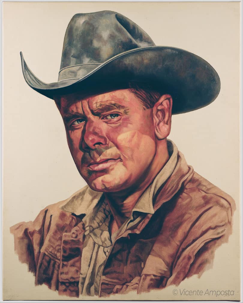 Béla Lugosi-Drácula (...as "Count Dracula") - Pintura Óleo V.Amposta Glenn Ford-Cowboy (...as Tom Reece")