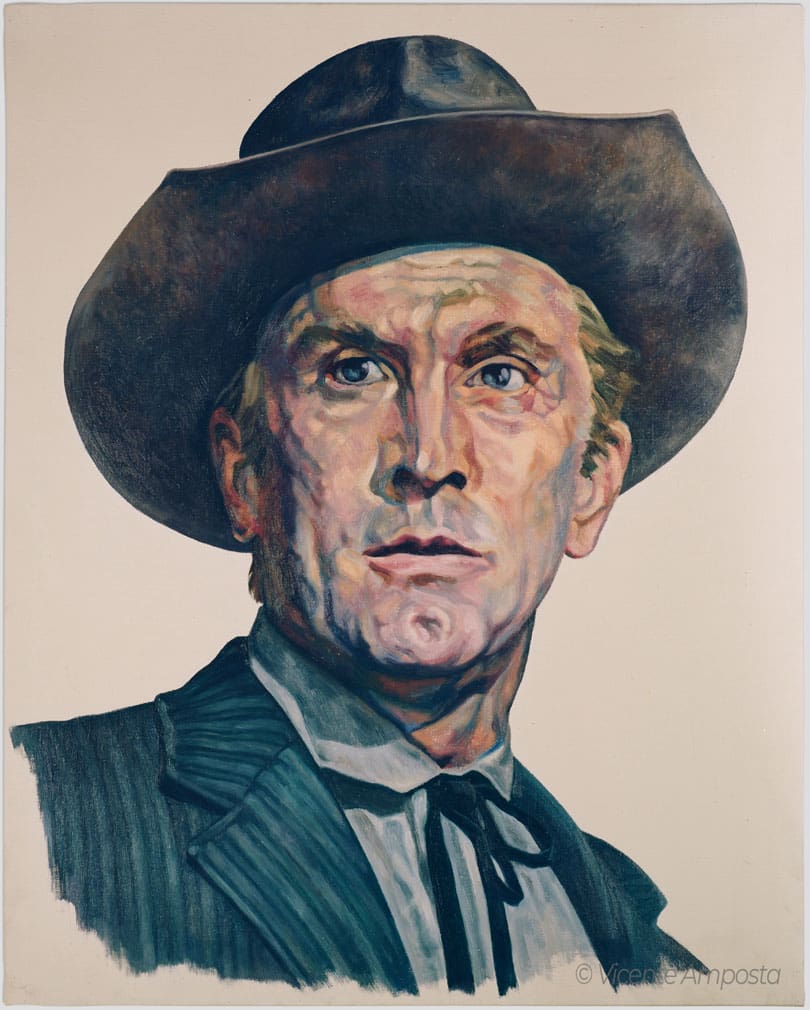 Béla Lugosi-Drácula (...as "Count Dracula") - Pintura Óleo V.Amposta Kirk Douglas-Last train from Gun Hill (...as "Matt Morgan")