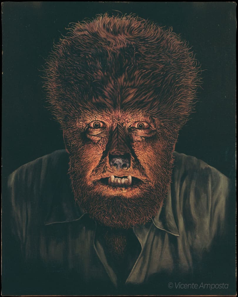 Béla Lugosi-Drácula (...as "Count Dracula") - Pintura Óleo V.Amposta Lon Chaney Jr-El Hombre Lobo (...as "Laurence -Larry Talbot")