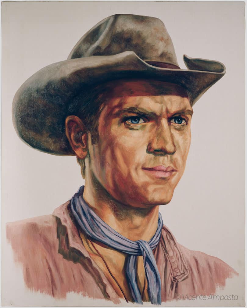 Béla Lugosi-Drácula (...as "Count Dracula") - Pintura Óleo V.Amposta Steve McQueen-The Magnificent Seven (...as "Vin Tanner, the drifter")
